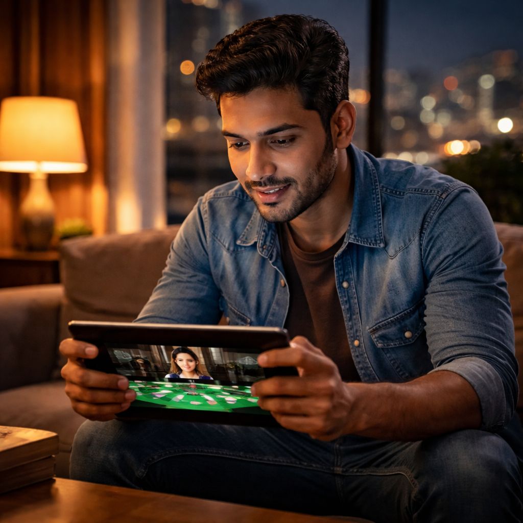 Sophisticated gaming atmosphere with elegant card table setup and shimmering tokens showcasing the premium online casino experience at FG66 for Bangladeshi players